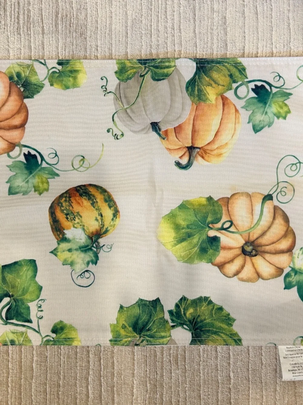 Set Of Three Fall Pumpkin Cloth Placemats. Autumn, Pumpkin Spice, Fall, Seasonal